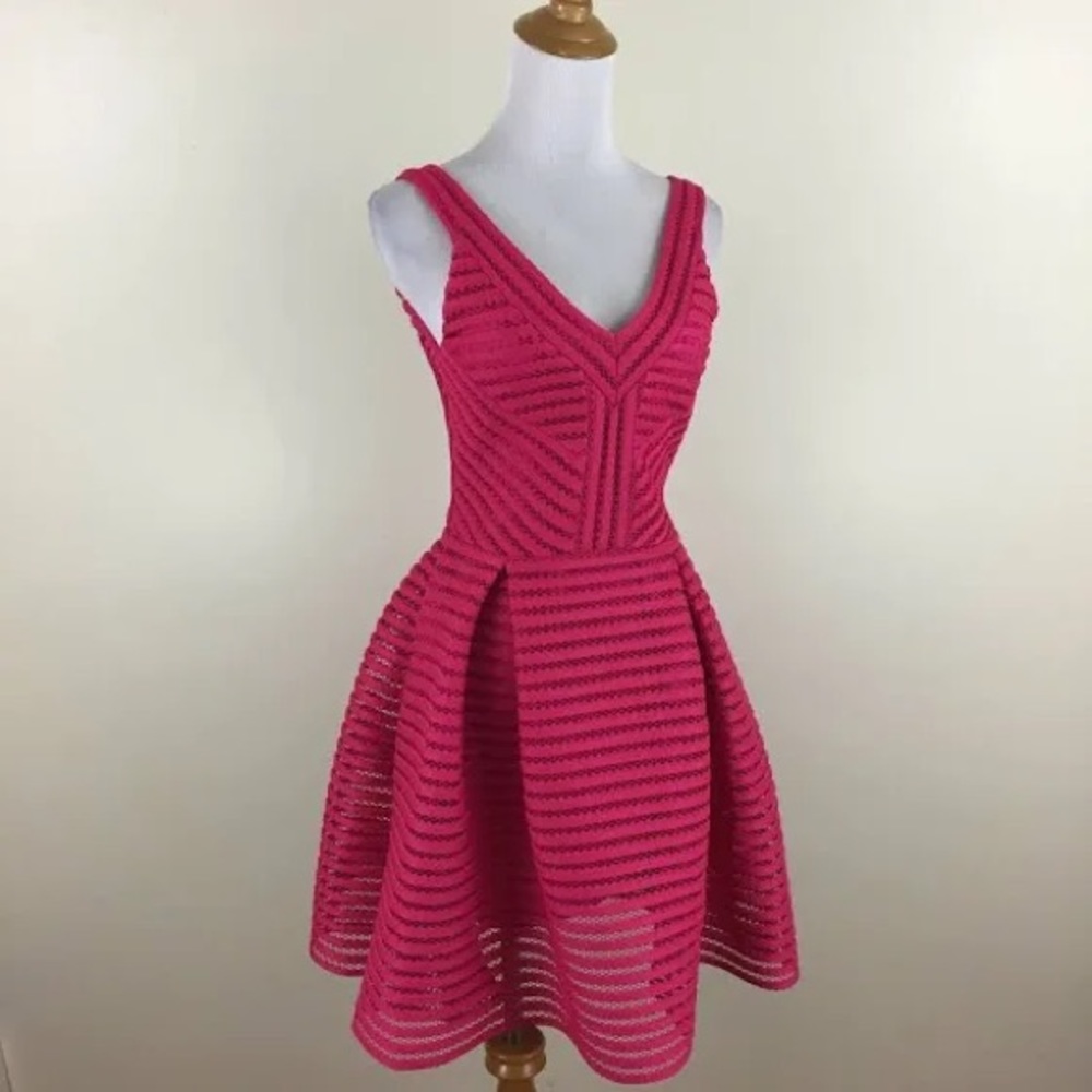 Maje, Structured Rayure Fuchsia Puffball Cocktail… - image 6